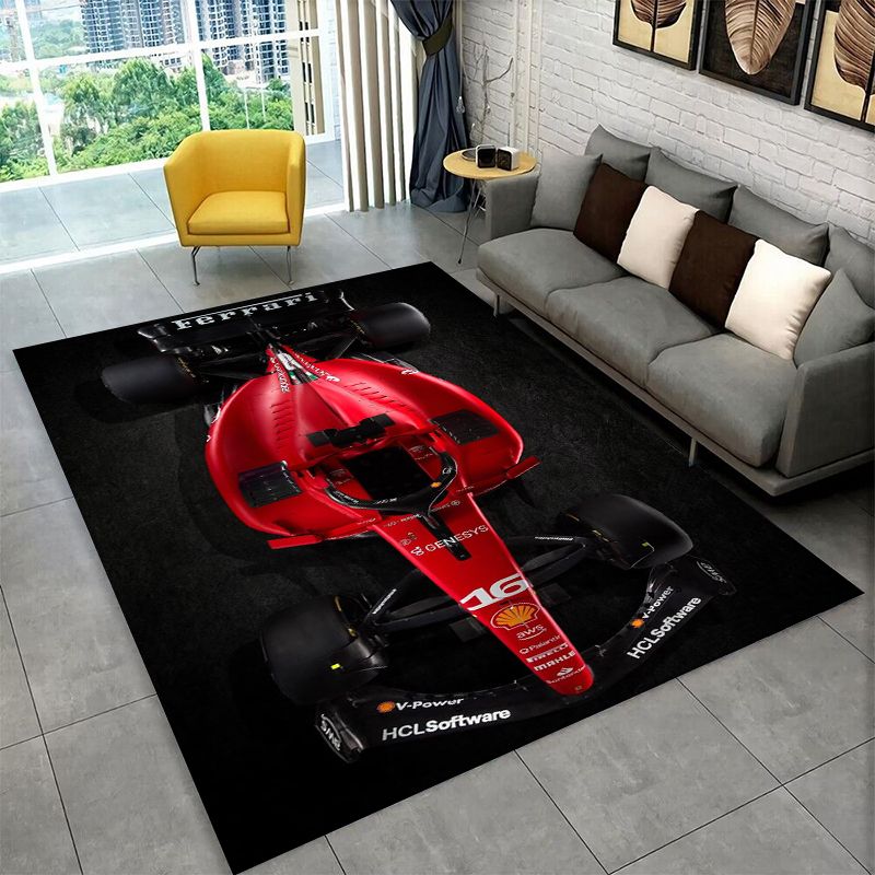 Lighting Mcqueen Bedroom Decor - เรโทร เอฟ-เฟอร์รารี รถแข่ง โมโต พรมกันลื่นสำหรับห้องนั่งเล่น, ห้องนอน,