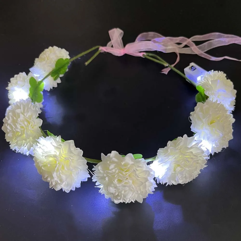 Decor Lighting Hours - Light Up ไฮเดรนเยียดอกไม้พวงหรีดดอกไม้มงกุฎ Garland Headpiece เทศกาลงานแต่งงานวันเกิดคริสต์มาส