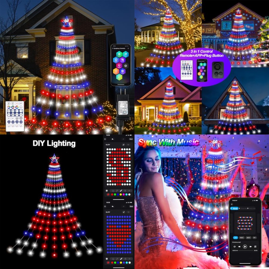 Lighting Tree Decor - ไฟตกแต่งวันชาติอเมริกา Smart 4th of July ขนาด