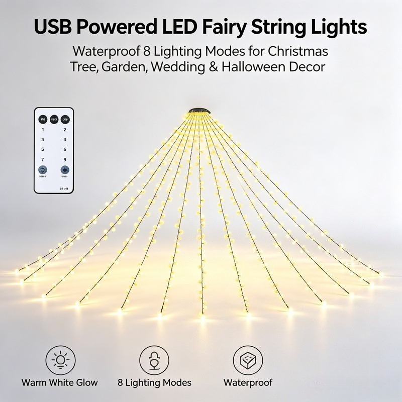 Lighting Tree Decor - ไฟประดับ LED แบบ USB กันน้ำ สำหรับตกแต่งต้นคริสต์มาส