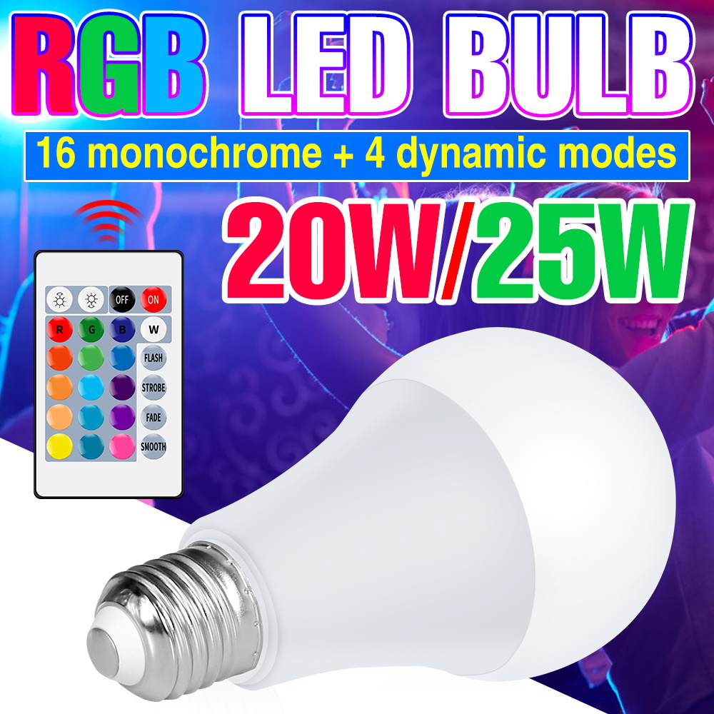 Decor Lighting Hours - RGB นีออน E27โคมไฟสายรุ้ง220V หลอดไฟ LED ที่มีสีสันด้วยรีโมทคอนโทรล