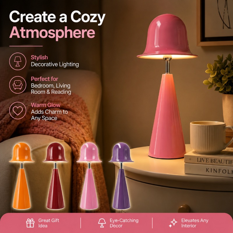 Mushroom Table Lamp - โคมไฟตั้งโต๊ะรูปเห็ดดีไซน์ทันสมัย ชาร์จ USB ได้ ไฟ LED