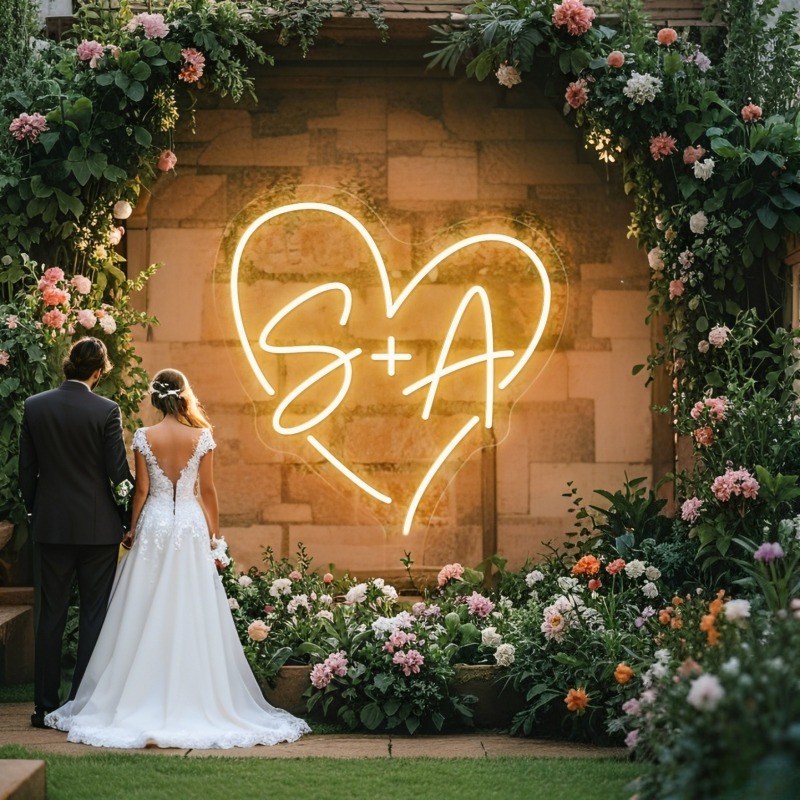 Lighting Decor Ideas - CUSTOM Initials หัวใจ LED Neon Sign,