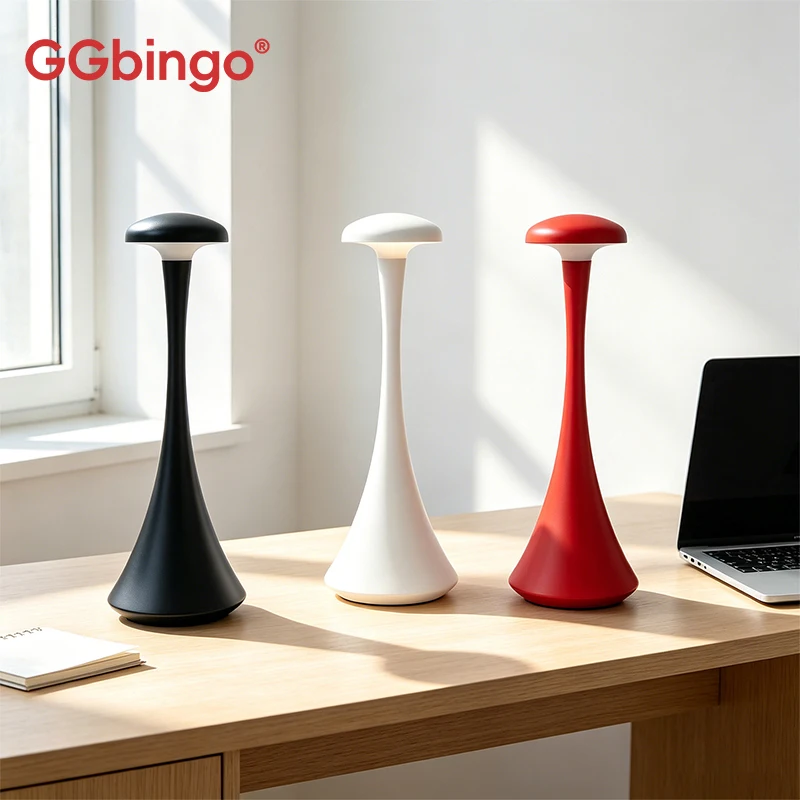 Mushroom Table Lamp - โคมไฟตั้งโต๊ะรูปเห็ด GGbingo แบบชาร์จไฟได้ ไร้สาย ควบคุมด้วยระบบสัมผัส โคมไฟตั้งโต๊ะดีไซน์สร้างสรรค์