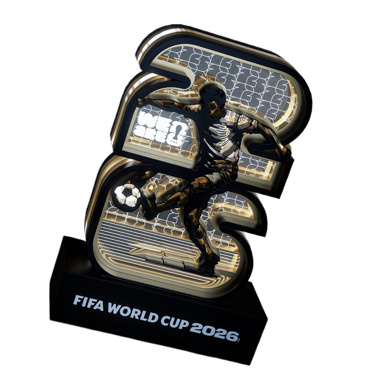 Lighting World Decor - ไฟกลางคืน LED รูปฟุตบอลโลก FIFA ทำจากไม้และอะคริลิก พร้อมใช้งาน