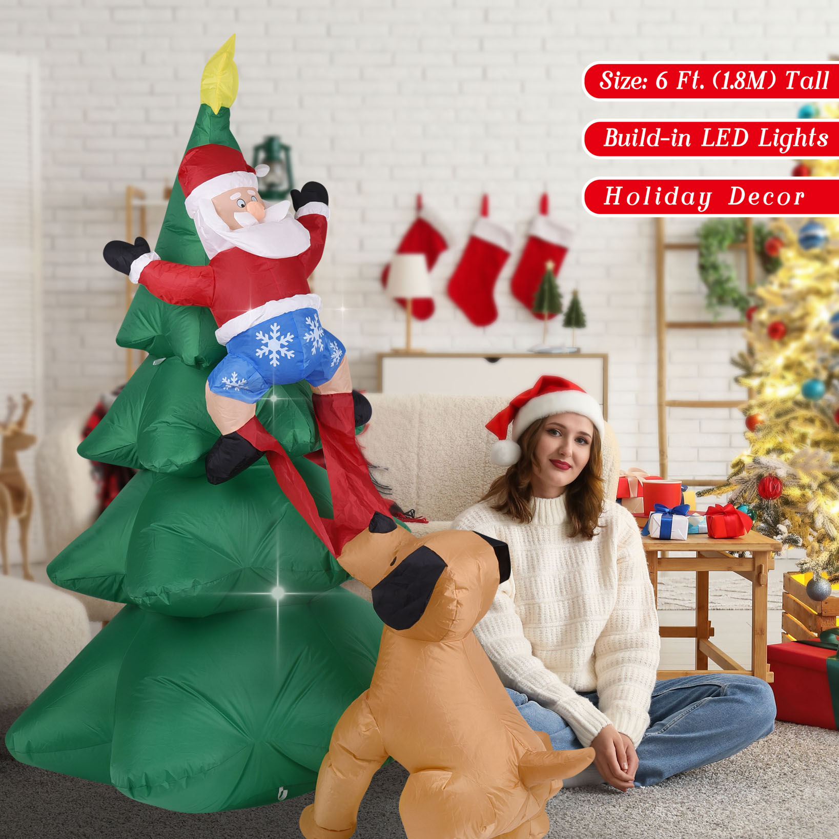 ตุ๊กตาสุนัขเป่าลมคริสต์มาส พร้ - Home Decor Lighting Tree บทวิจารณ์และราคา