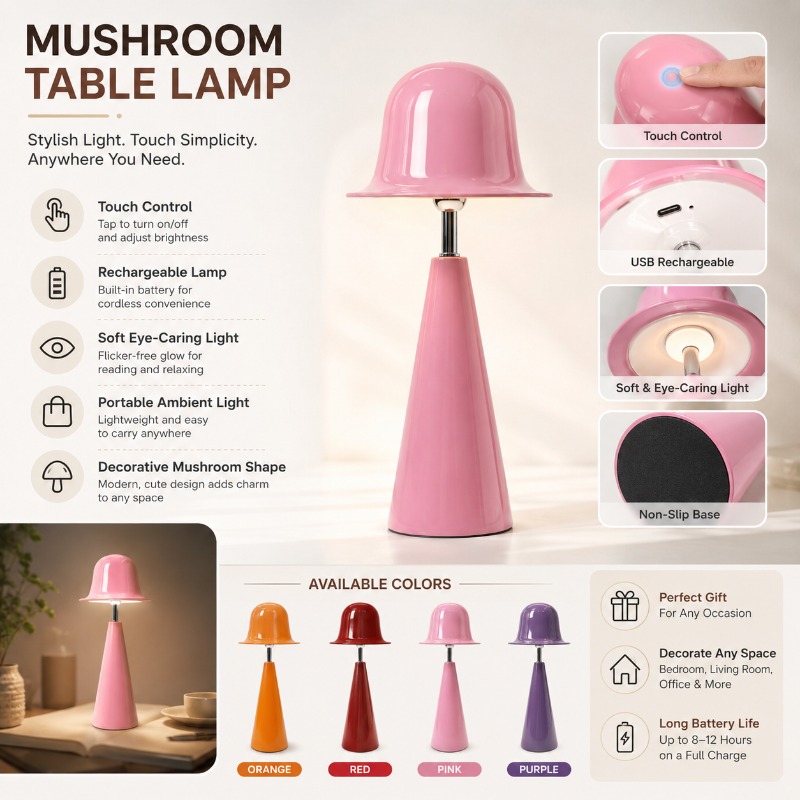 โคมไฟตั้งโต๊ะรูปเห็ดดีไซน์ทันส - Mushroom Table Lamp บทวิจารณ์และราคา