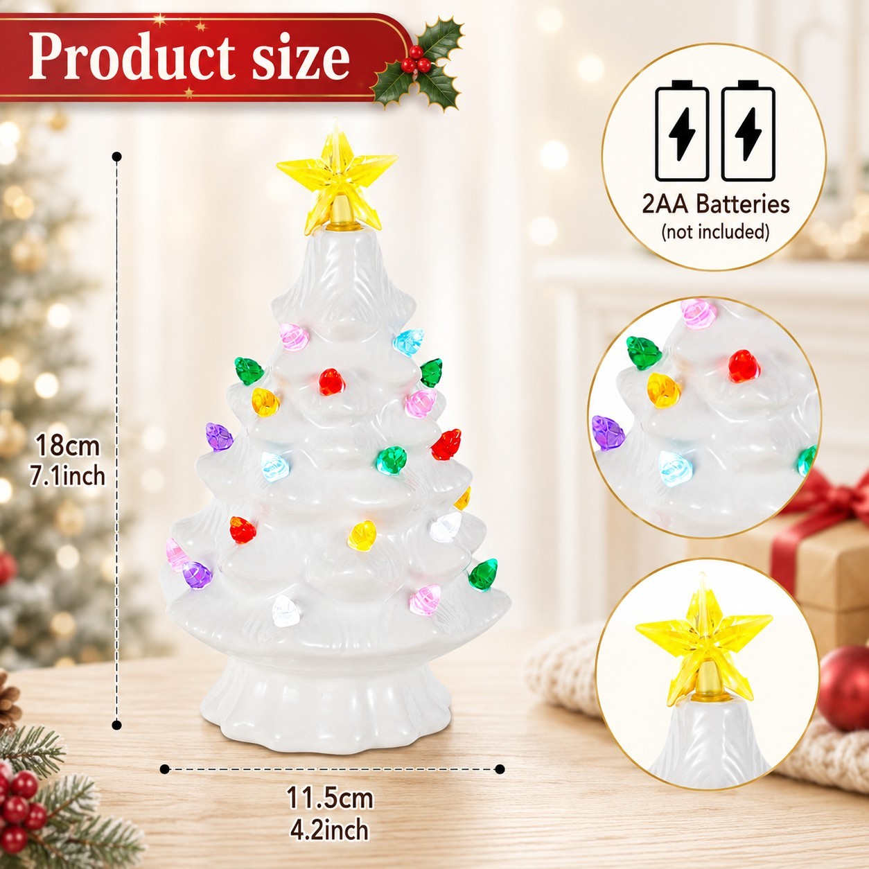 ต้นคริสต์มาสเซรามิกมีไฟพร้อมหล - Home Decor Lighting Tree บทวิจารณ์และราคา