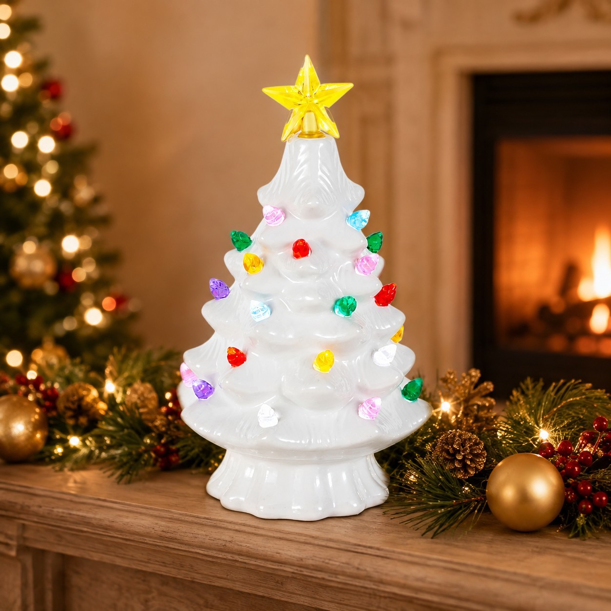 ต้นคริสต์มาสเซรามิกมีไฟพร้อมหล - Home Decor Lighting Tree บทวิจารณ์และราคา