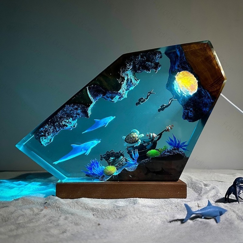 โคมไฟเรซิ่นรูปโลมาและเต่าคู่นั - Lighting World Decor บทวิจารณ์และราคา
