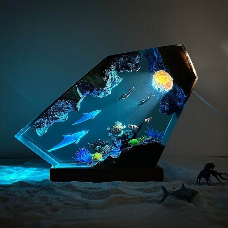 โคมไฟเรซิ่นรูปโลมาและเต่าคู่นั - Lighting World Decor บทวิจารณ์และราคา