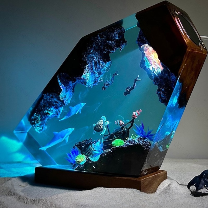 โคมไฟเรซิ่นรูปโลมาและเต่าคู่นั - Lighting World Decor บทวิจารณ์และราคา
