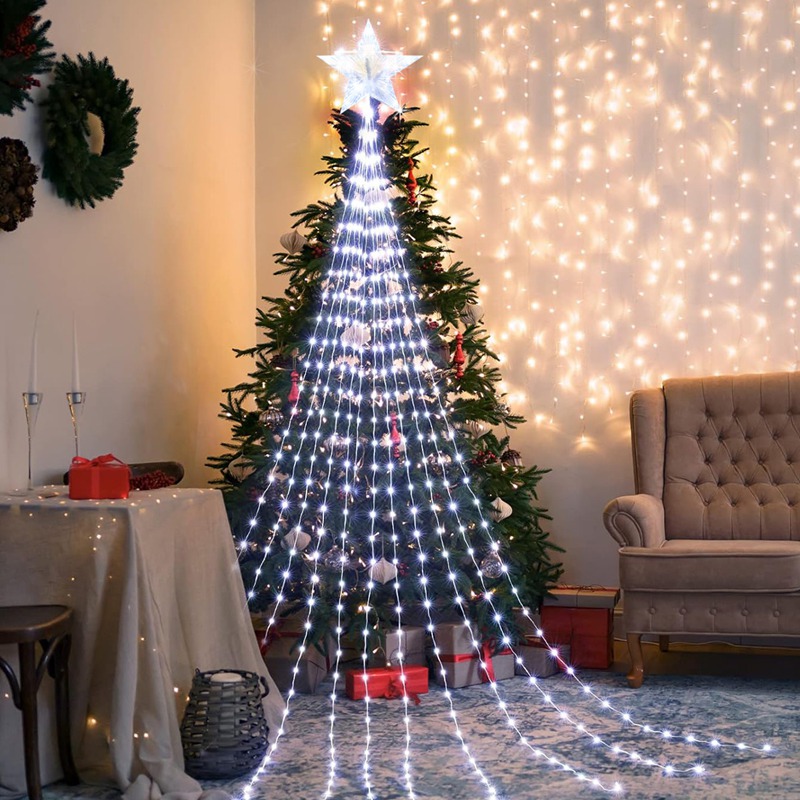 LED Star น้ําตกไฟตกแต่งคริสต์ม - Home Decor Lighting Tree บทวิจารณ์และราคา