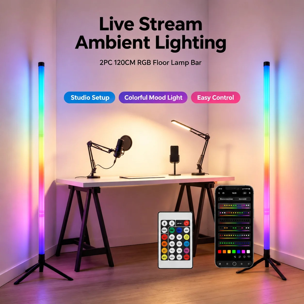 โคมไฟตั้งพื้น RGB ขนาด 120 ซม. - Lighting Decor For Room บทวิจารณ์และราคา