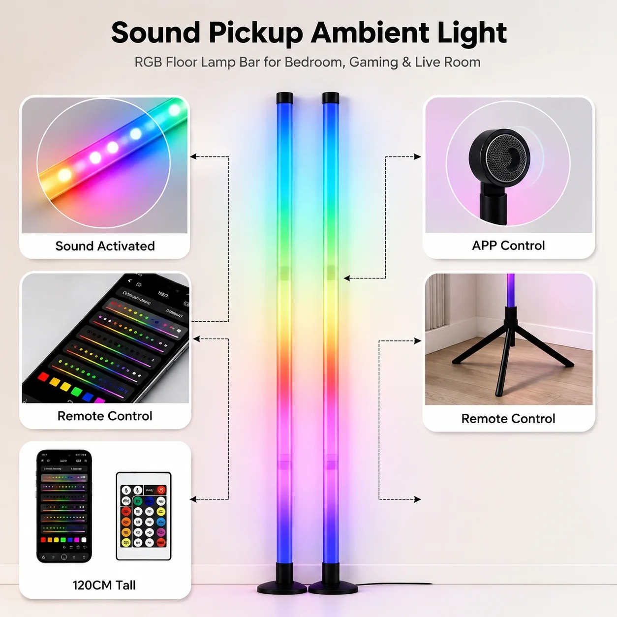 โคมไฟตั้งพื้น RGB ขนาด 120 ซม. - Lighting Decor For Room บทวิจารณ์และราคา